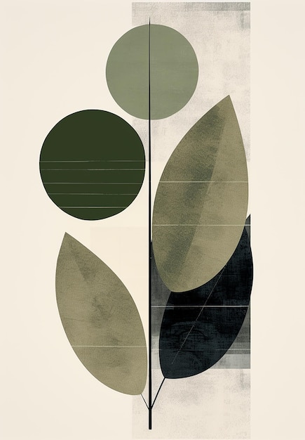 плакат с лиственным растением с зелеными листьями.