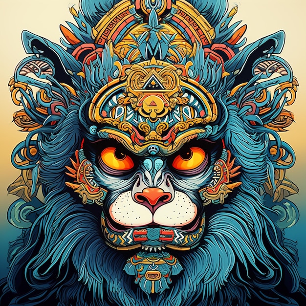 A poster of a lion with a lion head on it