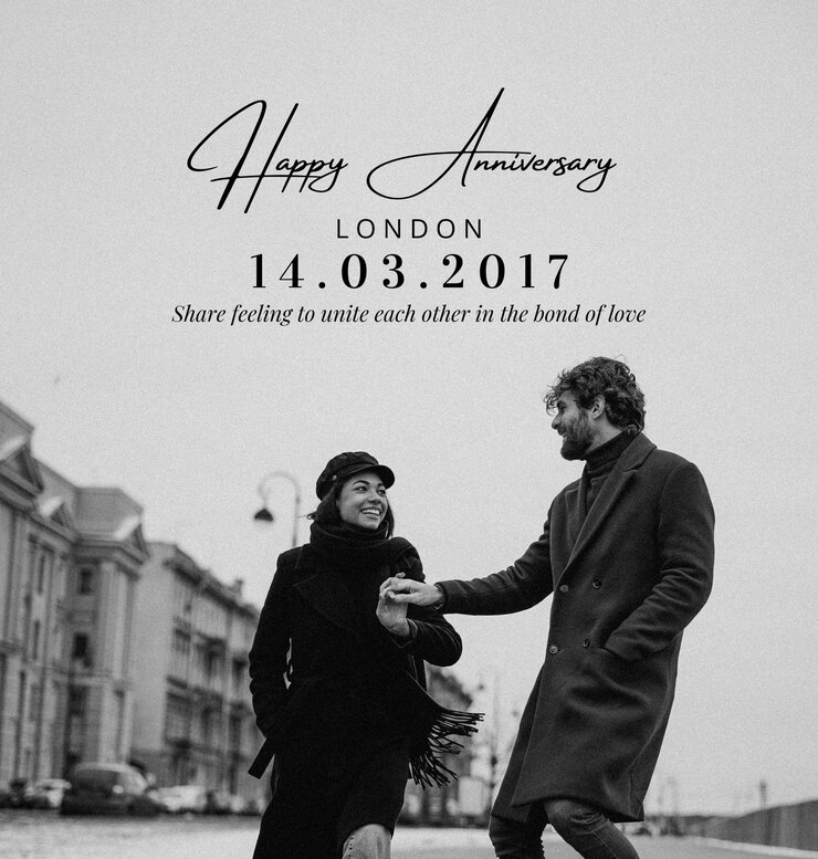 Photo a poster for london anniversary with a couple on it