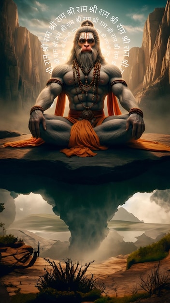 Foto un poster di lord hanuman