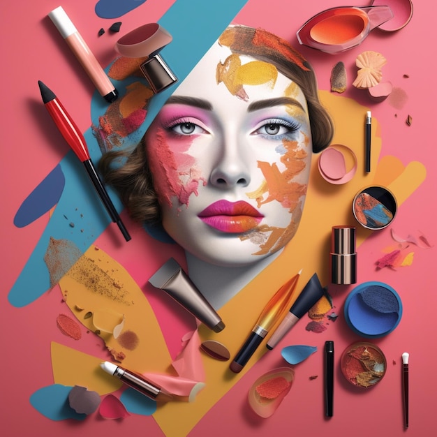 Premium Photo  A poster for a makeup brand called beauty.