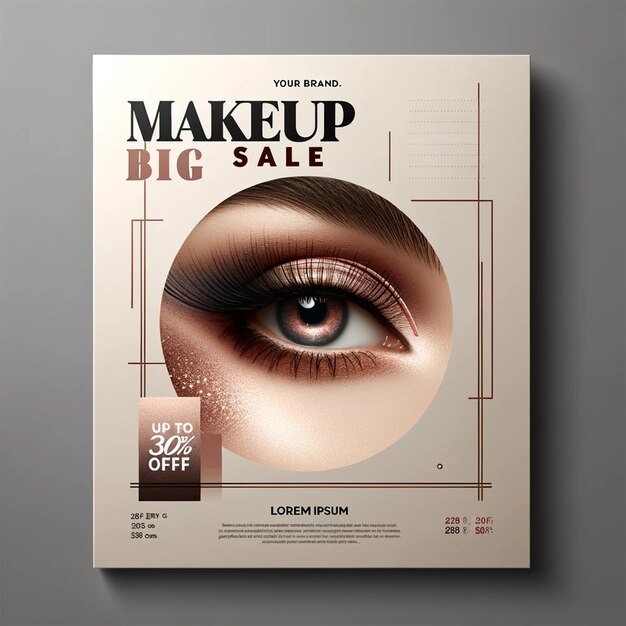 Photo a poster for makeup sale with a large eye shadow on the front