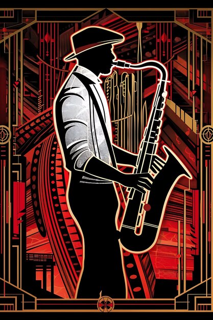 Photo a poster for a man playing a saxophone