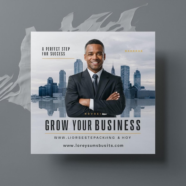 a poster of a man in a suit with the words grow your business