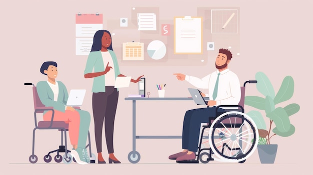 a poster of a man in a wheelchair and a woman in a wheelchair with a man in a wheelchair