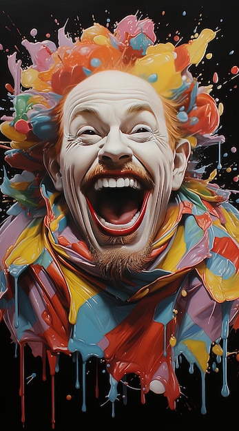 Photo a poster of a man with a clown face and the words  the clown