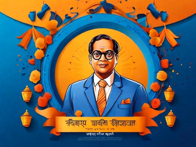 a poster for a man with glasses and a blue suit with a picture of a man in a suit