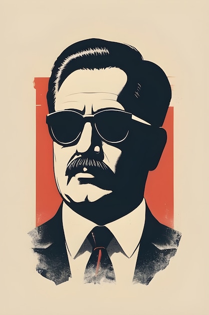 Photo a poster of a man with a moustache and glasses