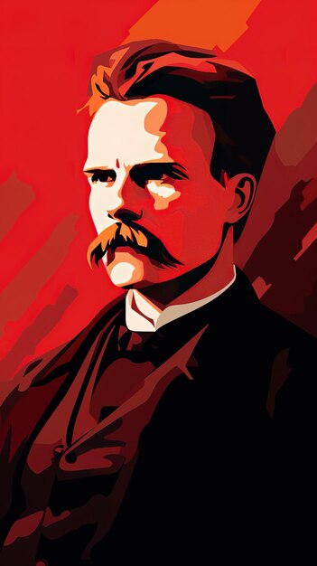 Photo a poster of a man with a mustache and a red background