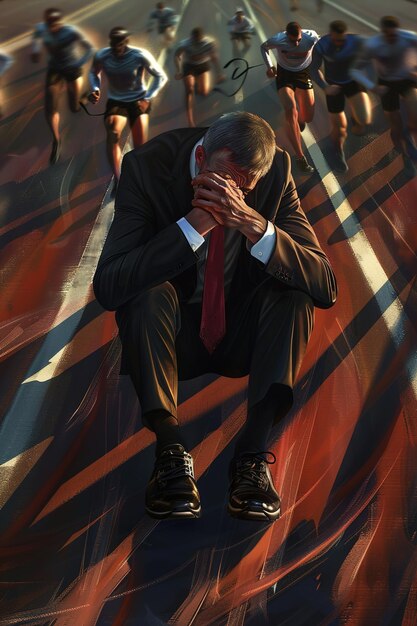 Photo a poster of a man with a red tie that says  the man is crying