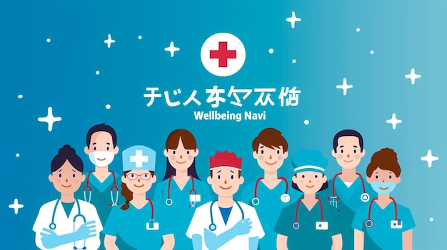 a poster for a medical team with a red cross on the top
