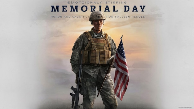 a poster for memorial day for memorial day with a flag and a flag
