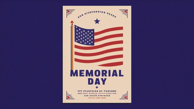 a poster for memorial day with a flag and a flag on it