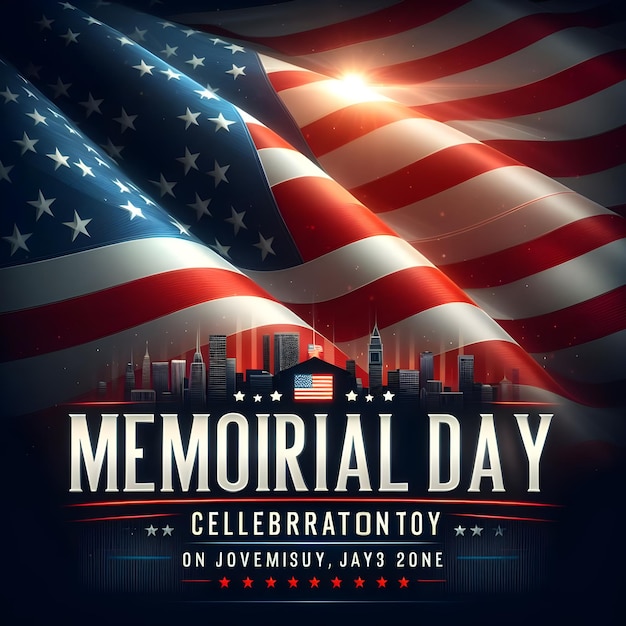 Photo a poster for memorial day with a flag and the words memorial day on it