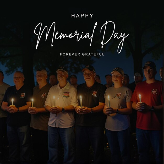 a poster for memorial day with people holding candles