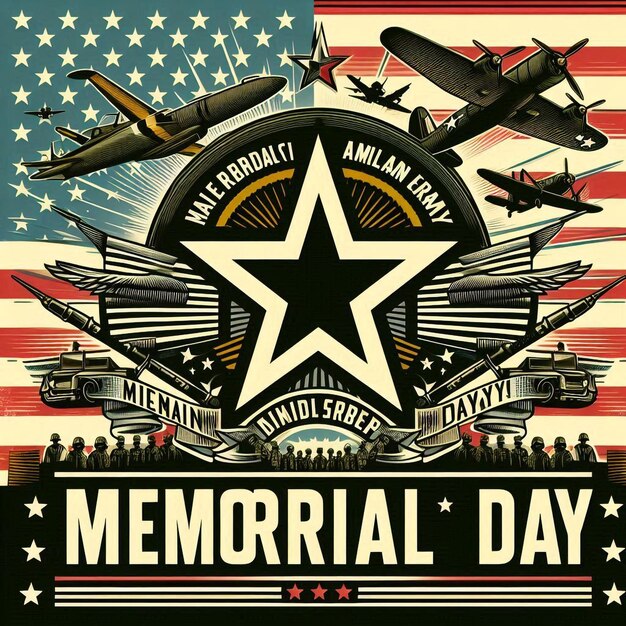 a poster for memorial day with a star and a star on it