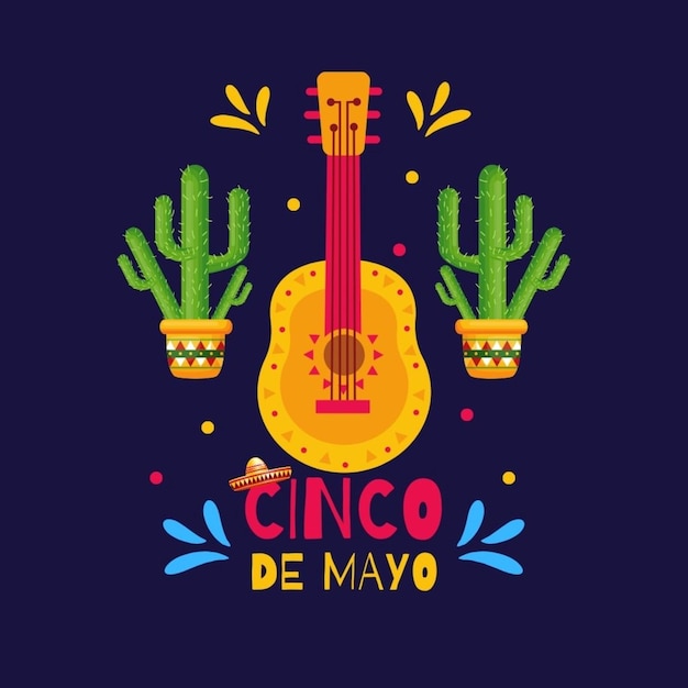 a poster for a mexican guitar and cactus