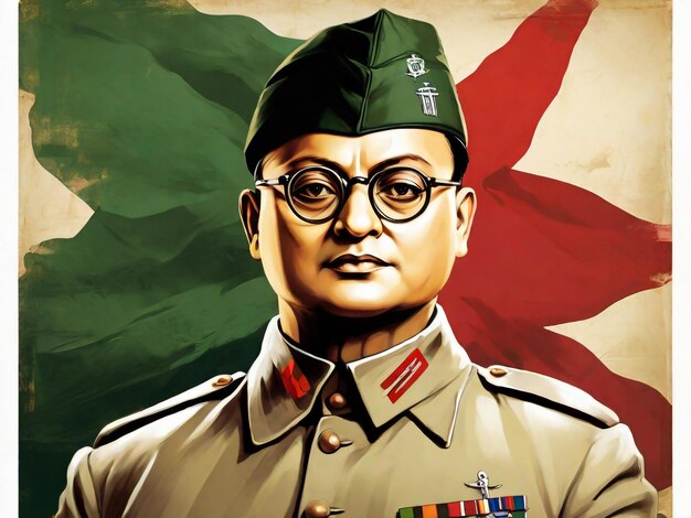 a poster of a military man with glasses and a green hat