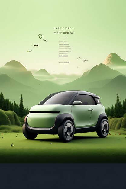 A poster of a mini mobility electric vehicle highl creative concept future tech transportationi