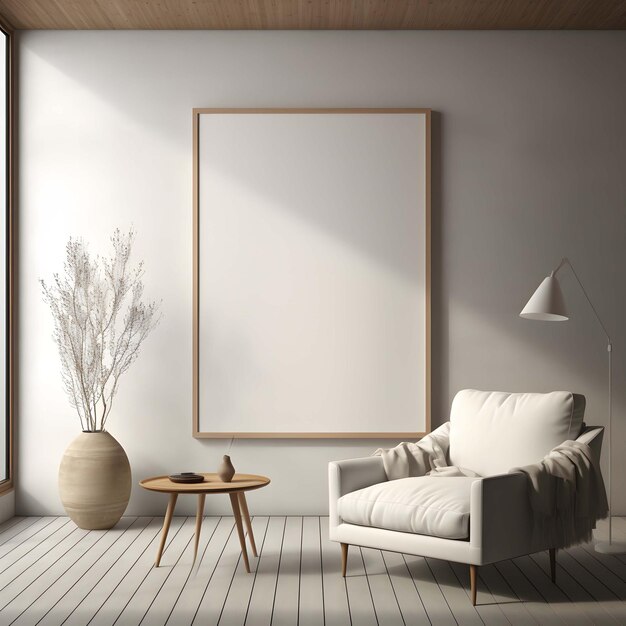 Poster mock Up blank canvas modern interior ai generated