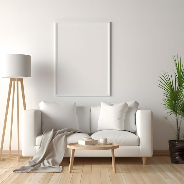 Poster mock Up blank canvas modern interior ai generated