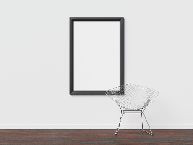 Poster Mockup-interieur met minimalistische meubels