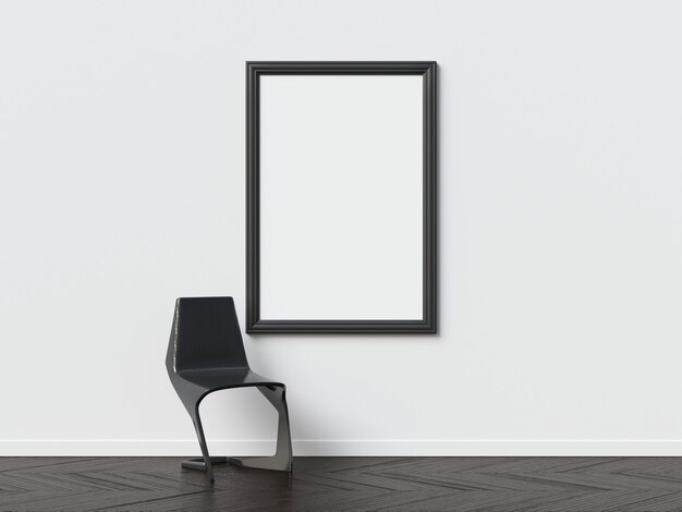 Poster Mockup-interieur met minimalistische meubels