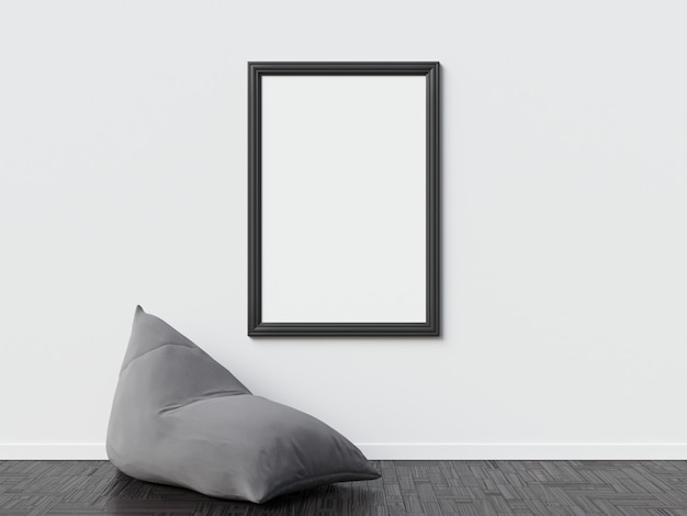 Poster Mockup-interieur met minimalistische meubels