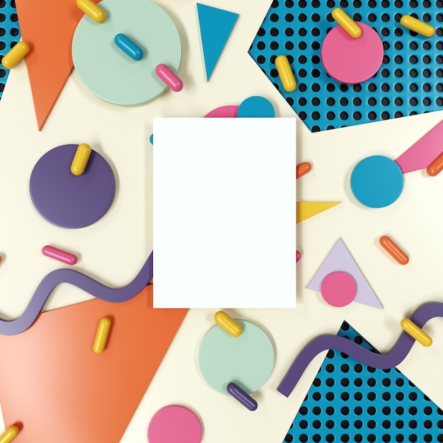 Poster Mockup with Colorful Abstract Geometric Shapes