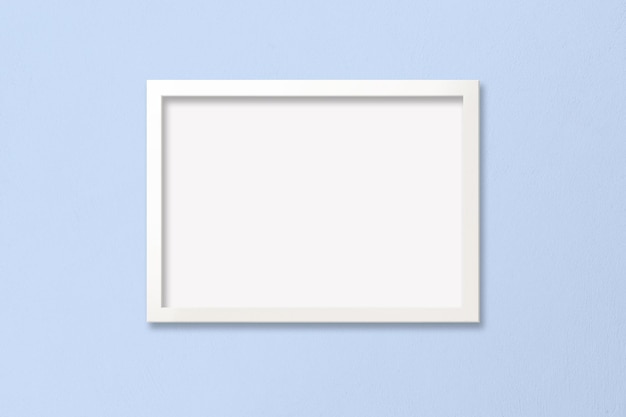 Poster Mockup with White Frame on Baby Blue Background