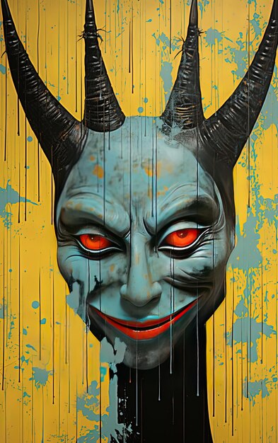 a poster of a monster with horns and horns