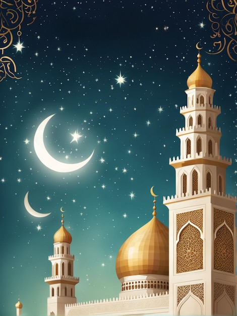 A poster for the month of ramadan greeting card eid mubarak