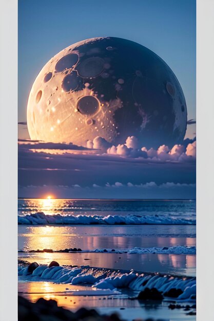 A poster for the moon on the beach