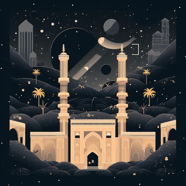 A poster for a mosque that says'the moon'on it