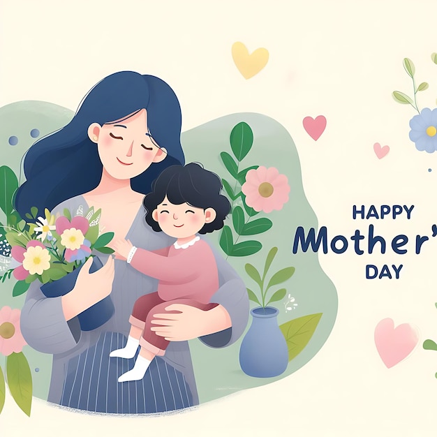 a poster of a mother and her child holding flowers