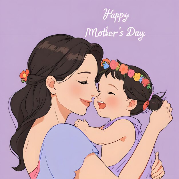 Photo a poster of a mother and her child with the words happy mothers day on it