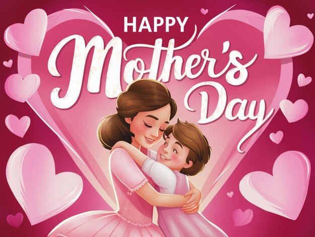 Photo a poster for mothers day happy day with a girl hugging her