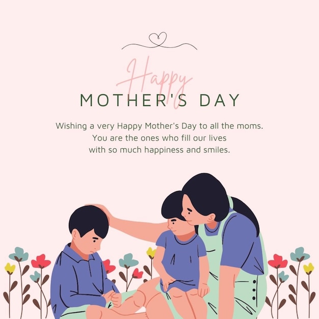 a poster for mothers day with a happy mother and her child