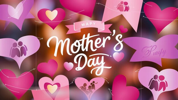 a poster of a mothers day with hearts and hearts