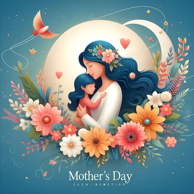 a poster for mothers day with a mother and daughter