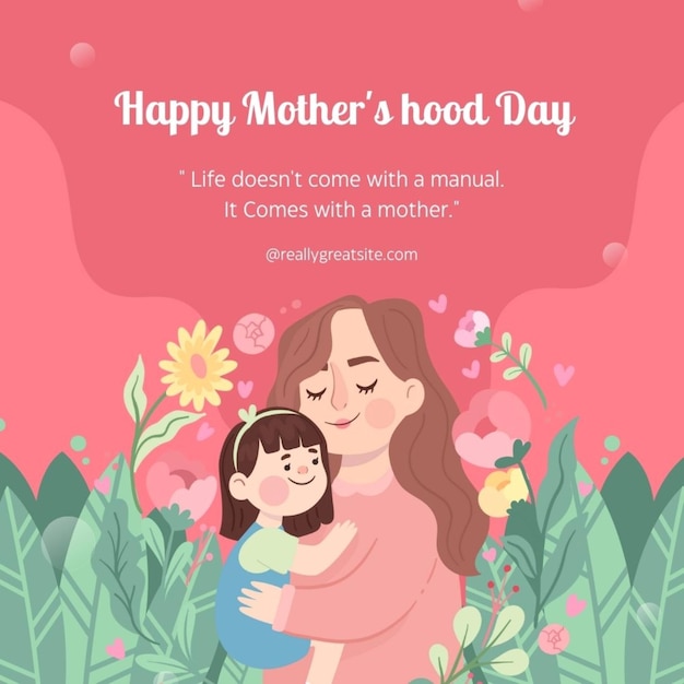 a poster for mothers day with a mother and her child