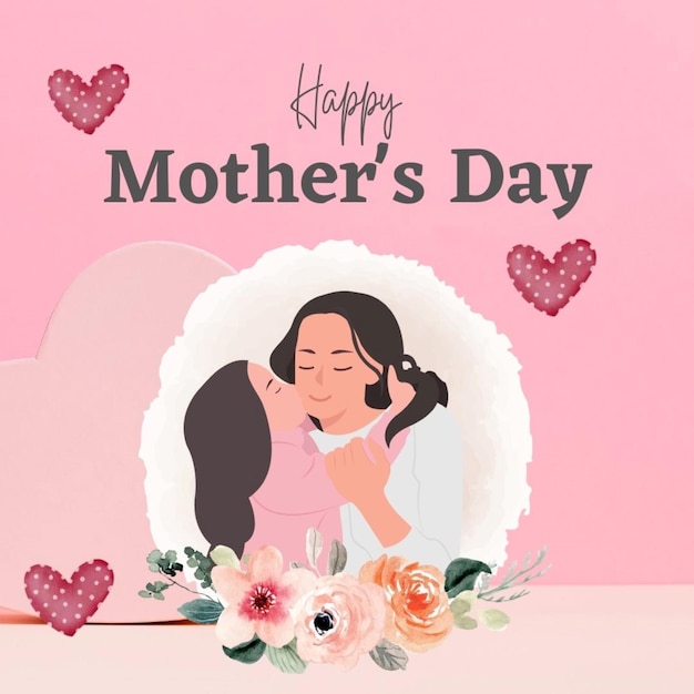 a poster for mothers day with a picture of a mother and her
