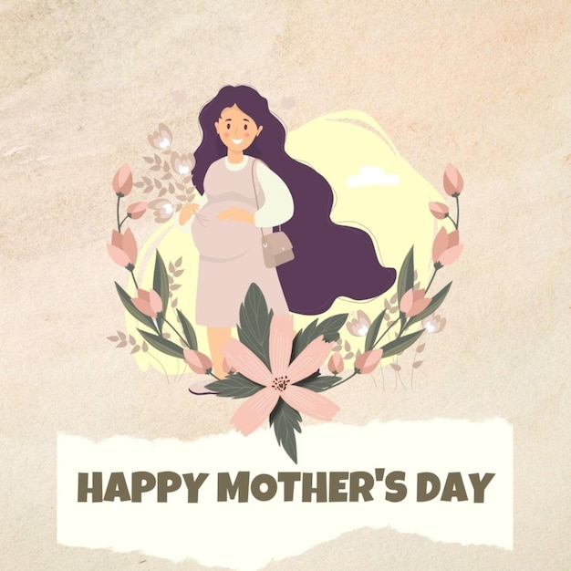 a poster for a mothers day with a picture of a woman and flowers