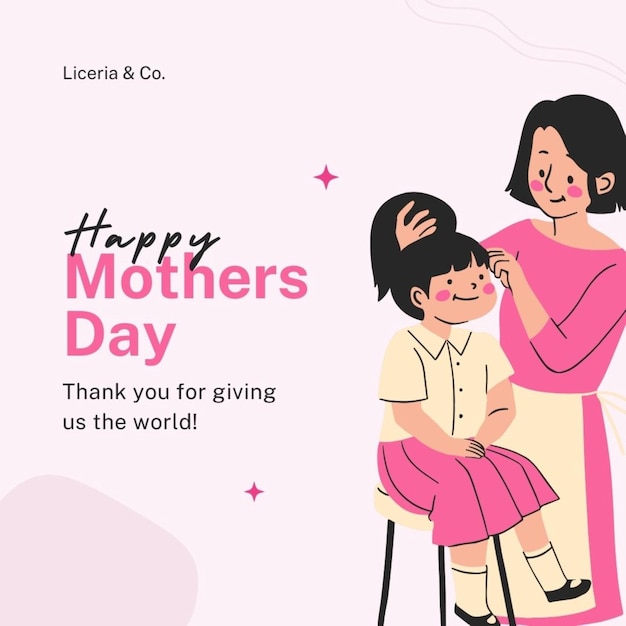a poster for mothers day with two children holding hands