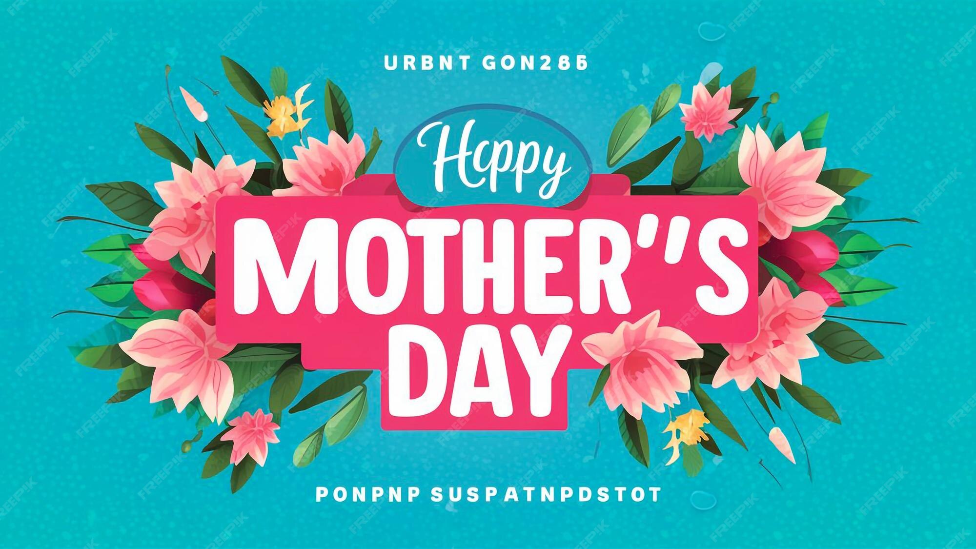 Premium Photo A poster for mothers days day with flowers and leaves