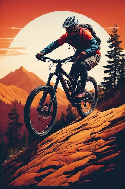 a poster for a mountain biker by person.