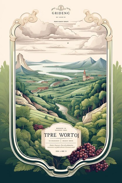 poster for a mountain village by the river