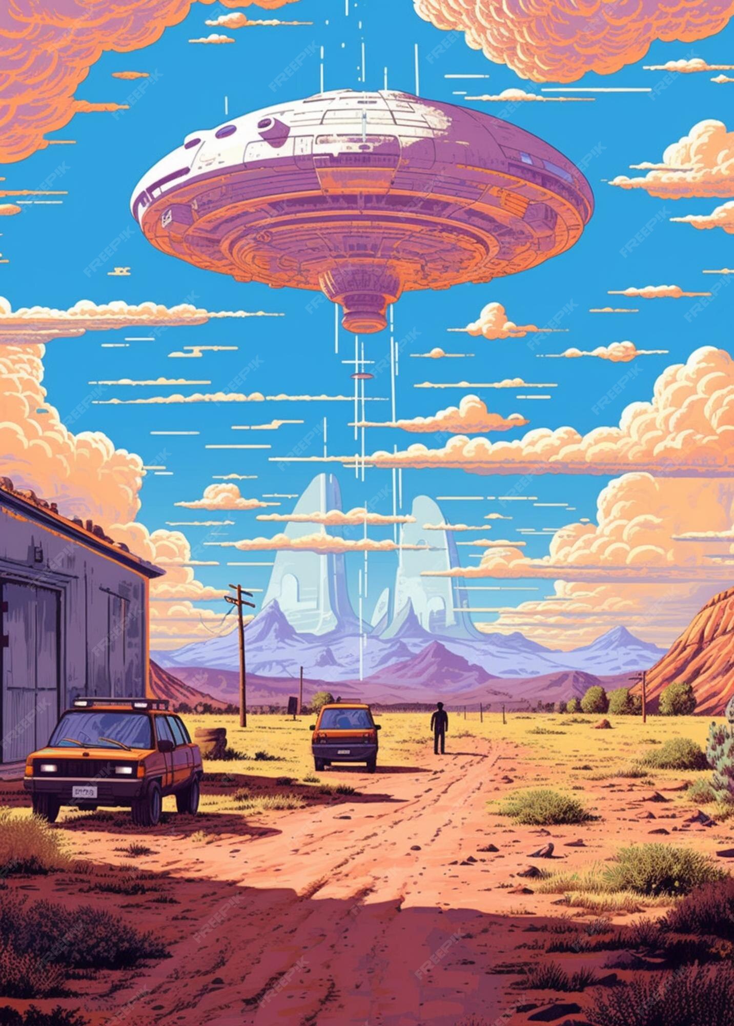 Premium AI Image A poster for a movie called the flying saucer