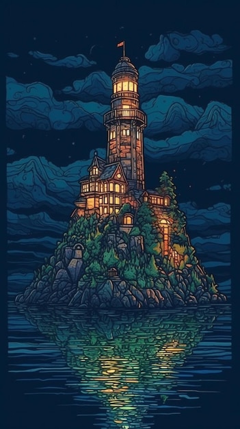 A poster for the movie the lighthouse by the sea.