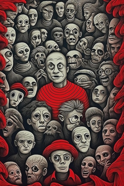 A poster for the movie the man who is surrounded by a crowd of people.